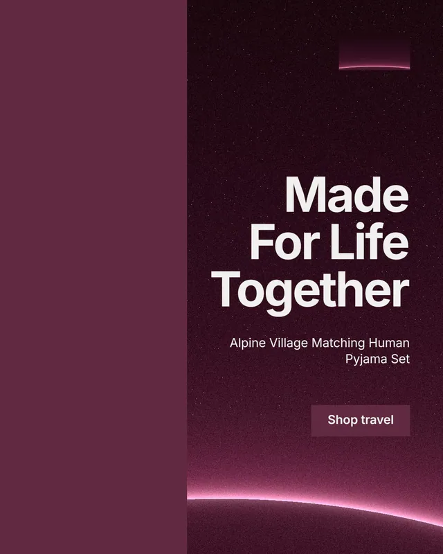 Instagram portrait post for By Teddy: "Made For Life Together". Swiss style, right layout, dark palette in red, black, pink.