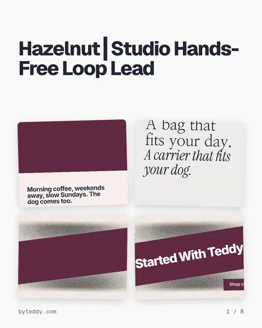 Carousel for By Teddy: "Hazelnut┃Studio Hands-Free Loop Lead". Collection carousel, 8 slides, light palette.