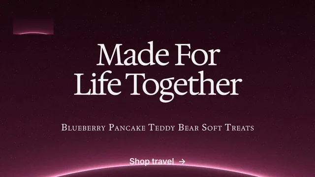 Landscape graphic for By Teddy: "Made For Life Together". Swiss style, smallcaps layout, dark palette in black, pink, grey.