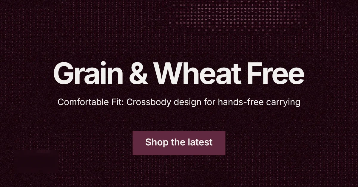Social ad for By Teddy: "Grain & Wheat Free". Swiss style, centred layout, dark palette in black, grey.