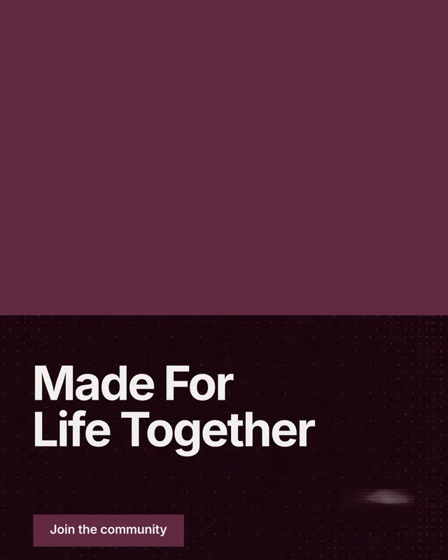 Instagram portrait post for By Teddy: "Made For Life Together". Swiss style, bottom layout, dark palette in red, black.