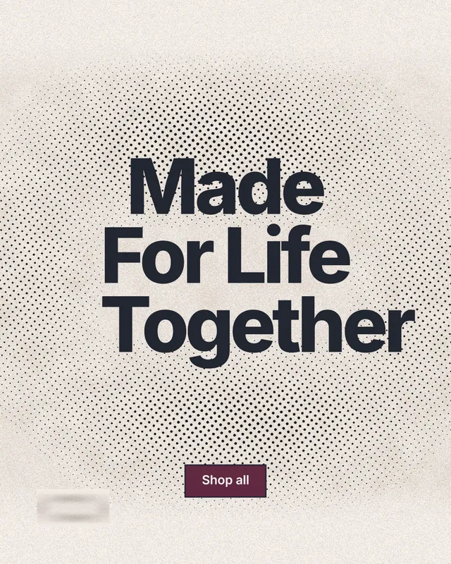 Instagram portrait post for By Teddy: "Made For Life Together". Ink sticker style, centred layout, light palette in white, orange, grey.