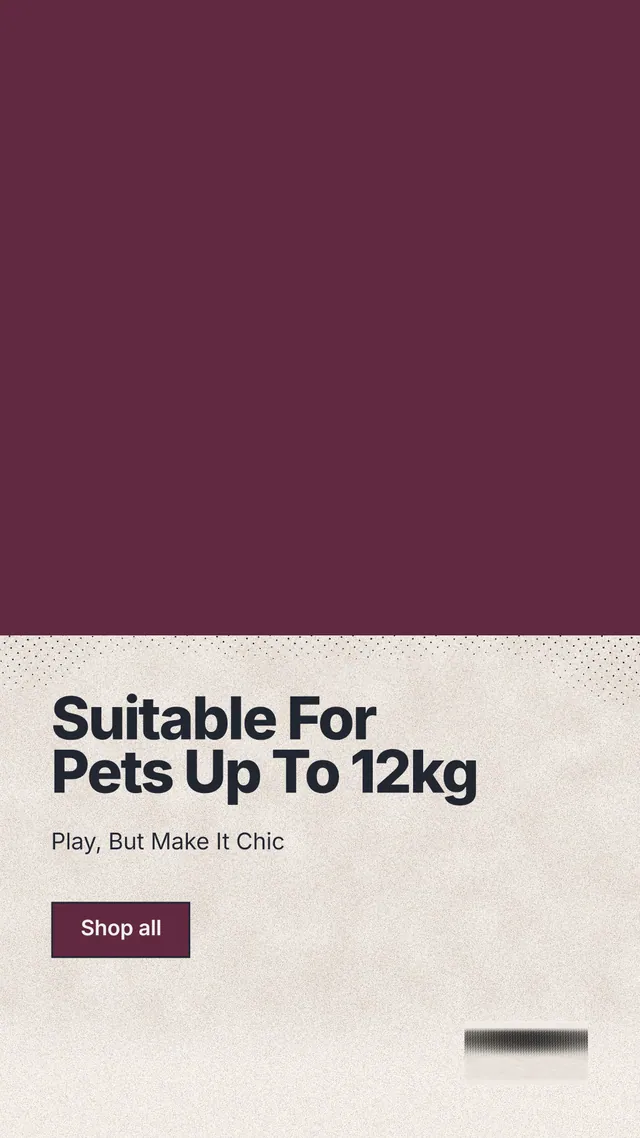 Instagram story for By Teddy: "Suitable For Pets Up To 12kg". Ink sticker style, bottom layout, light palette in red, orange.