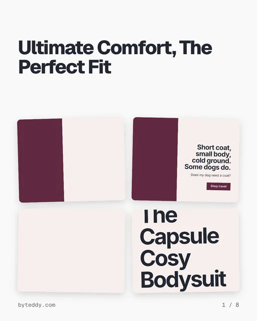 Carousel for By Teddy: "Ultimate Comfort, The Perfect Fit". Collection carousel, 8 slides, light palette.