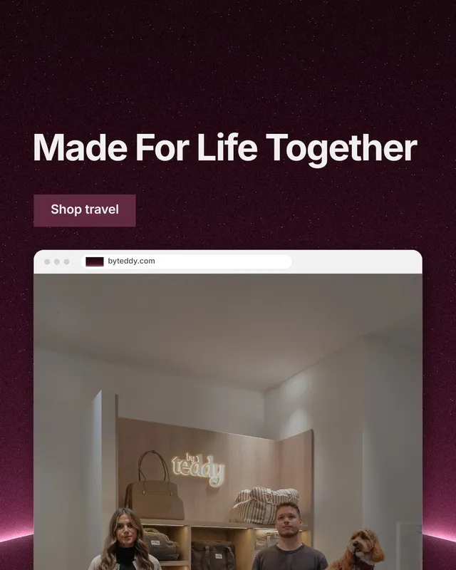 Instagram portrait post for By Teddy: "Made For Life Together". Swiss style, browser layout, dark palette in black, grey, red.