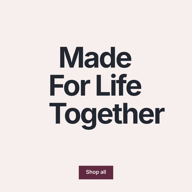 Instagram post for By Teddy: "Made For Life Together". Swiss style, centred layout, light palette in white, grey.