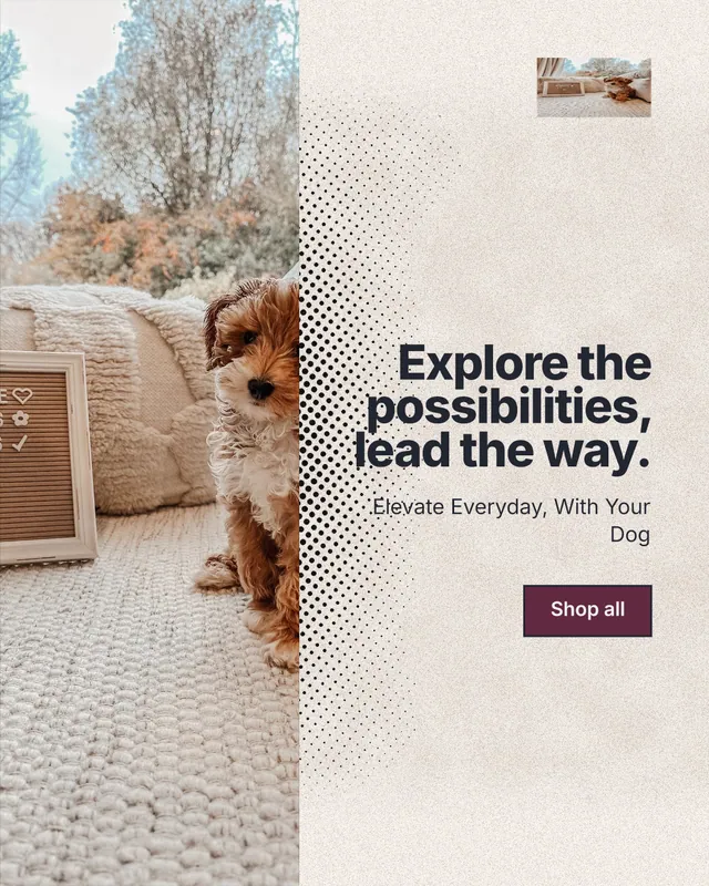 Instagram portrait post for By Teddy: "Explore the possibilities, lead the way." Ink sticker style, right layout, light palette in grey, orange, white.