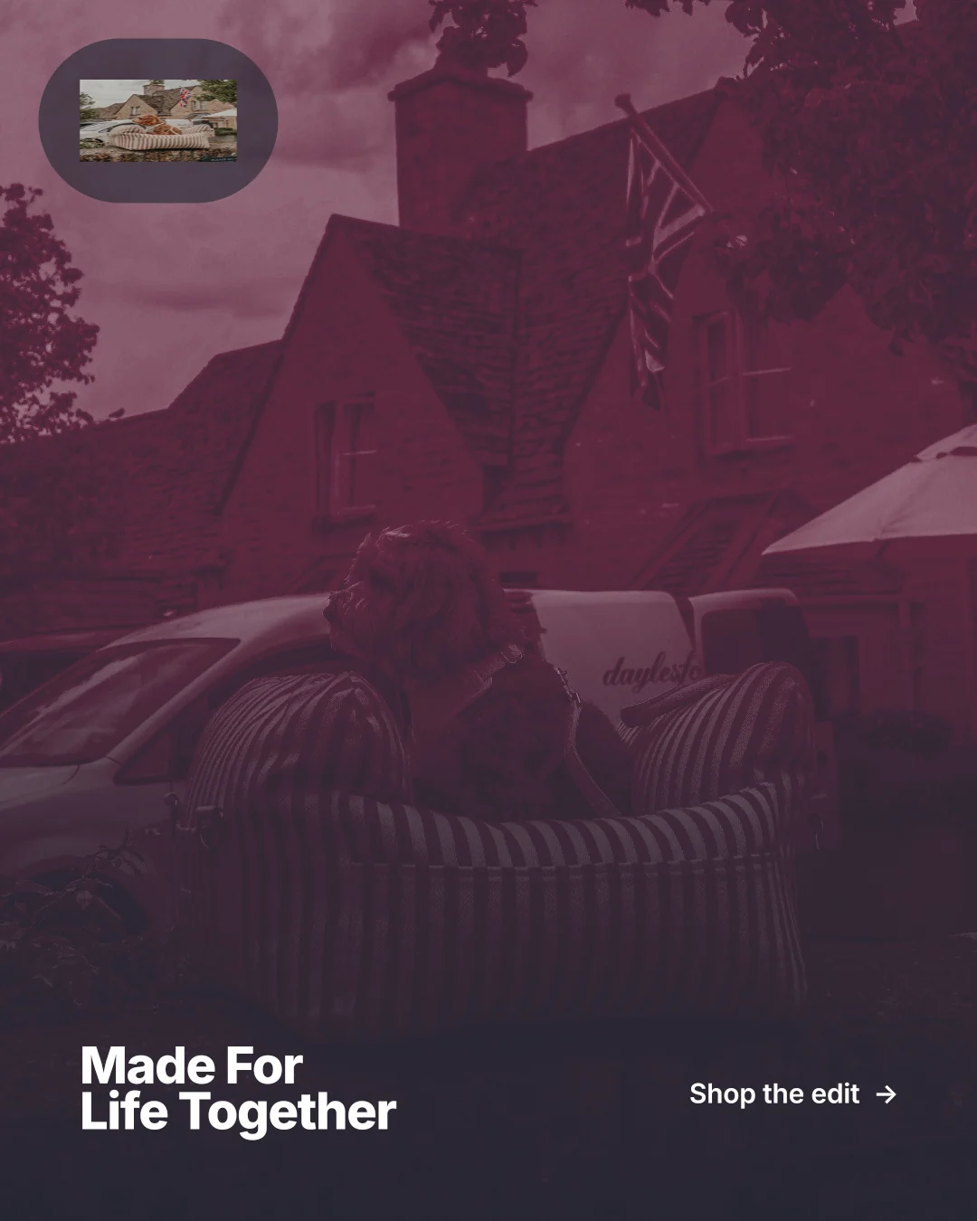 Instagram portrait post for By Teddy: "Made For Life Together". Ink sticker style, image led layout, dark palette in pink, grey, black.