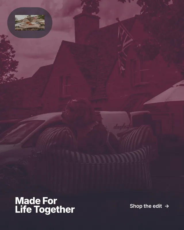 Instagram portrait post for By Teddy: "Made For Life Together". Ink sticker style, image led layout, dark palette in pink, grey, black.