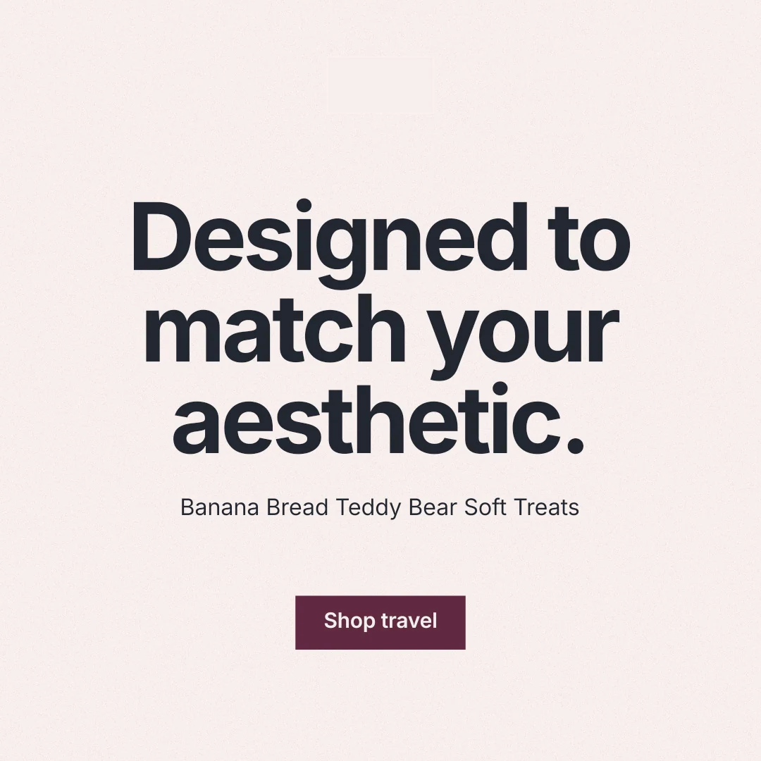 Instagram post for By Teddy: "Designed to match your aesthetic." Swiss style, centred layout, light palette in white, grey.