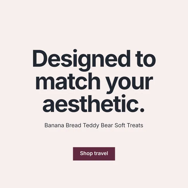 Instagram post for By Teddy: "Designed to match your aesthetic." Swiss style, centred layout, light palette in white, grey.
