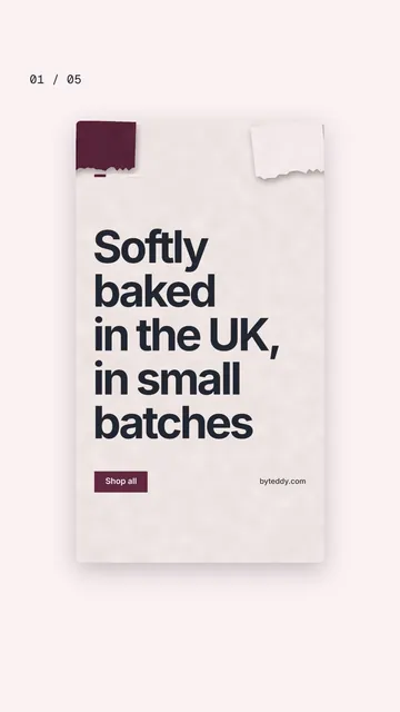 Video for By Teddy. Ad flipbook, 7.5 s, light palette.