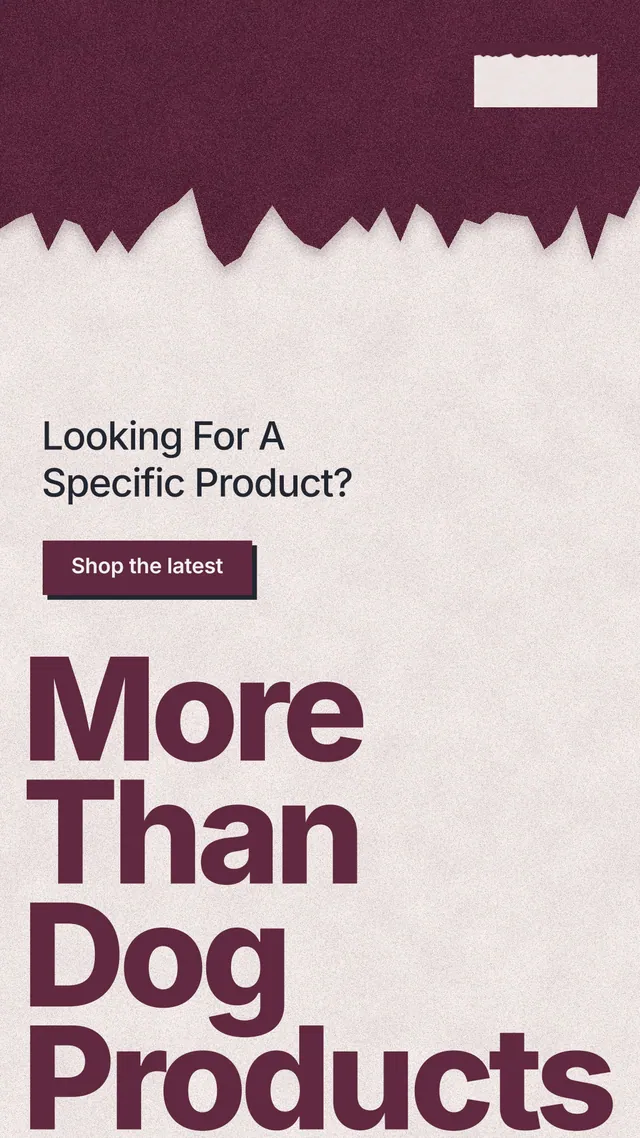 Instagram story for By Teddy: "More Than Dog Products". Paper trio style, oversized layout, light palette in pink, orange, red.