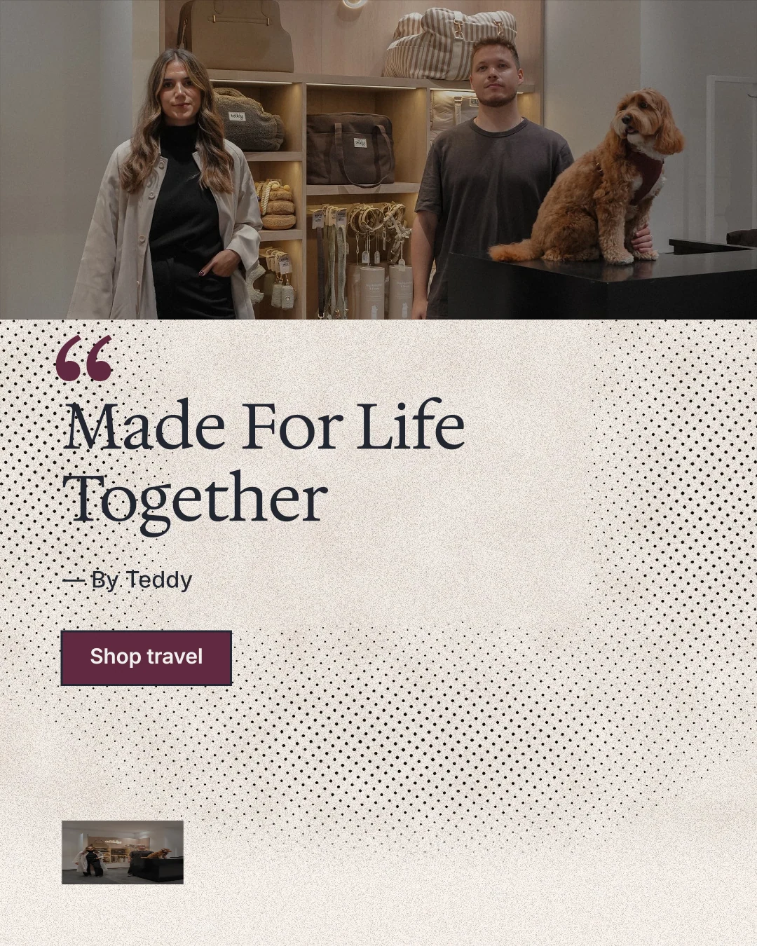 Instagram portrait post for By Teddy: "Made For Life Together". Ink sticker style, quote layout, light palette in orange, grey.