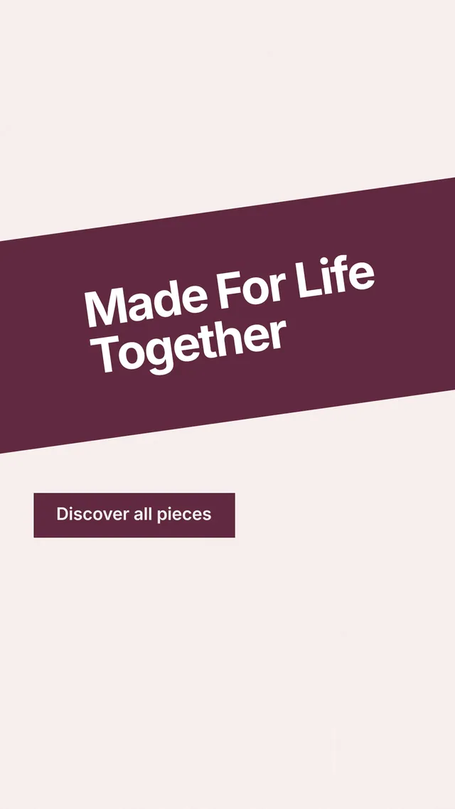 Instagram story for By Teddy: "Made For Life Together". Swiss style, diagonal layout, light palette in white, red.