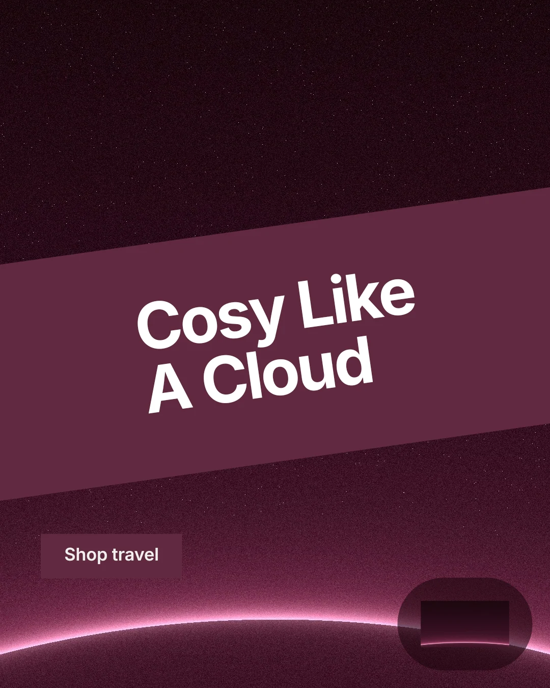Instagram portrait post for By Teddy: "Cosy Like A Cloud". Swiss style, diagonal layout, dark palette in red, black, pink.