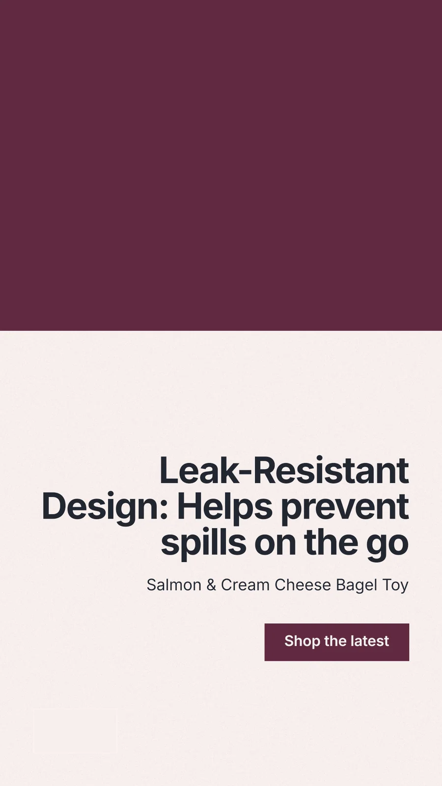 Instagram story for By Teddy: "Leak-Resistant Design: Helps prevent spills on the go". Swiss style, right layout, light palette in white, red.