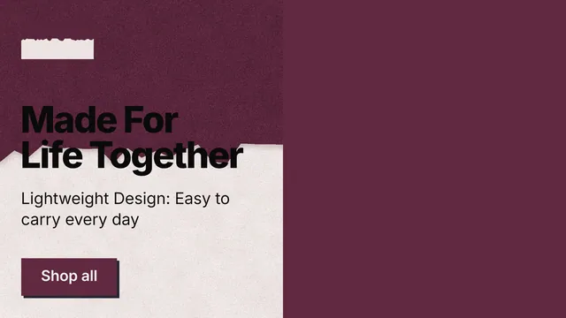 Landscape graphic for By Teddy: "Made For Life Together". Paper trio style, bottom layout, dark palette in red, orange, pink.