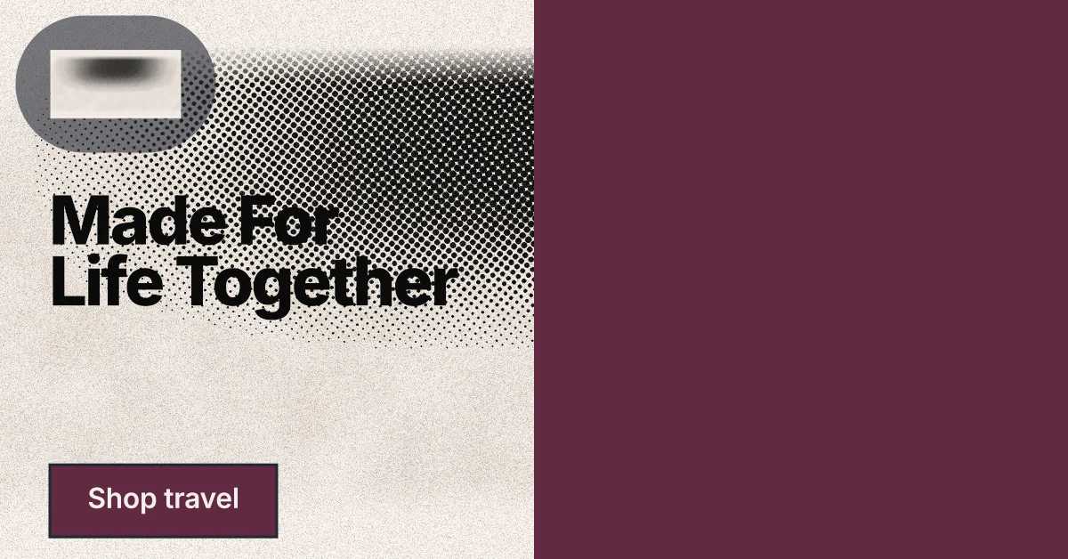 Social ad for By Teddy: "Made For Life Together". Ink sticker style, bottom layout, light palette in red, orange, grey.