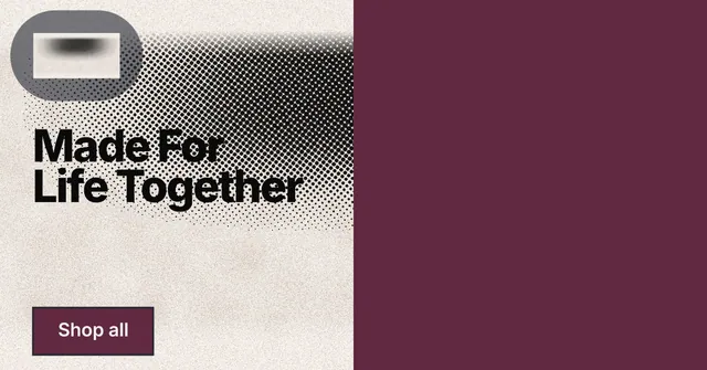 Social ad for By Teddy: "Made For Life Together". Ink sticker style, bottom layout, light palette in red, orange, grey.