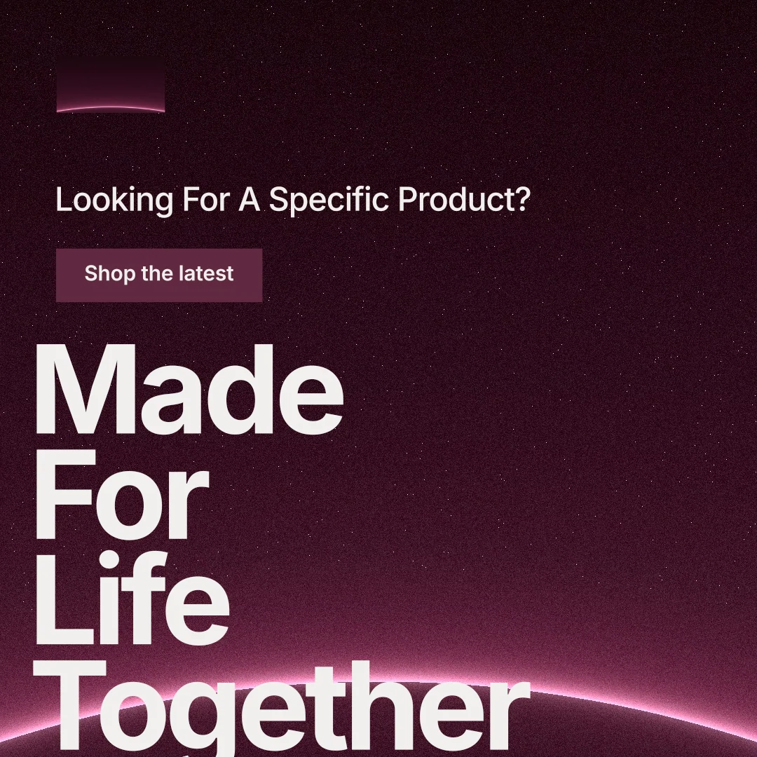Instagram post for By Teddy: "Made For Life Together". Swiss style, oversized layout, dark palette in black, pink, red.
