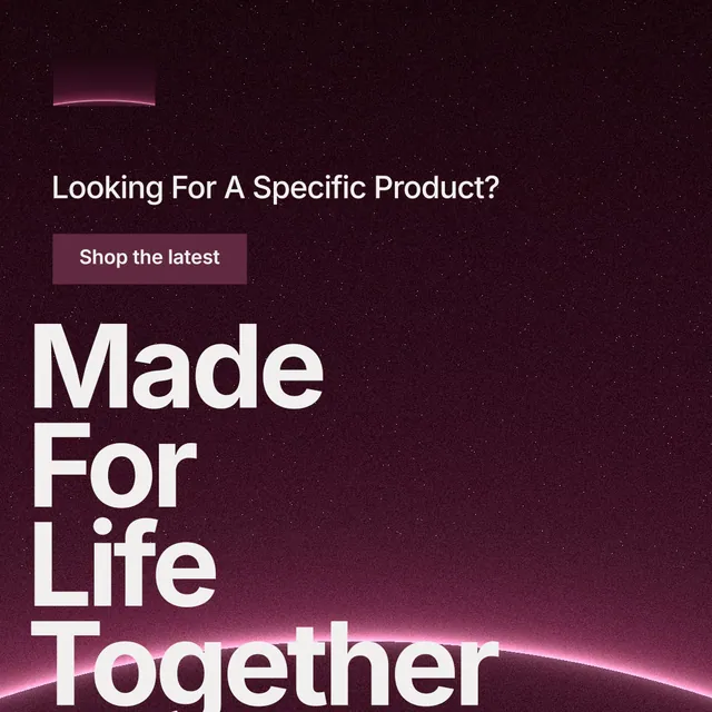 Instagram post for By Teddy: "Made For Life Together". Swiss style, oversized layout, dark palette in black, pink, red.