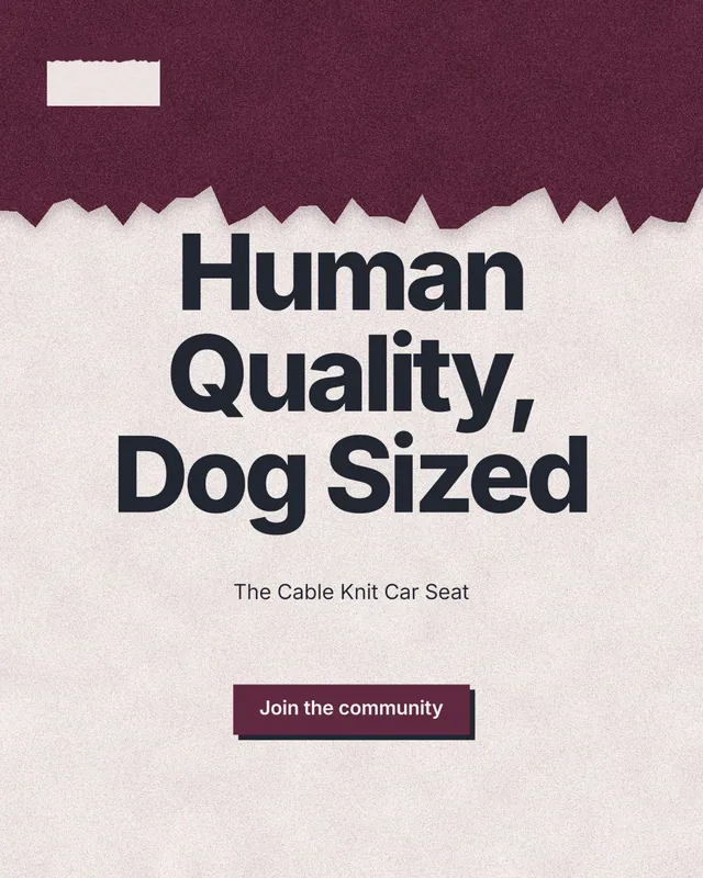 Instagram portrait post for By Teddy: "Human Quality, Dog Sized". Paper trio style, centred layout, light palette in pink, orange, red.