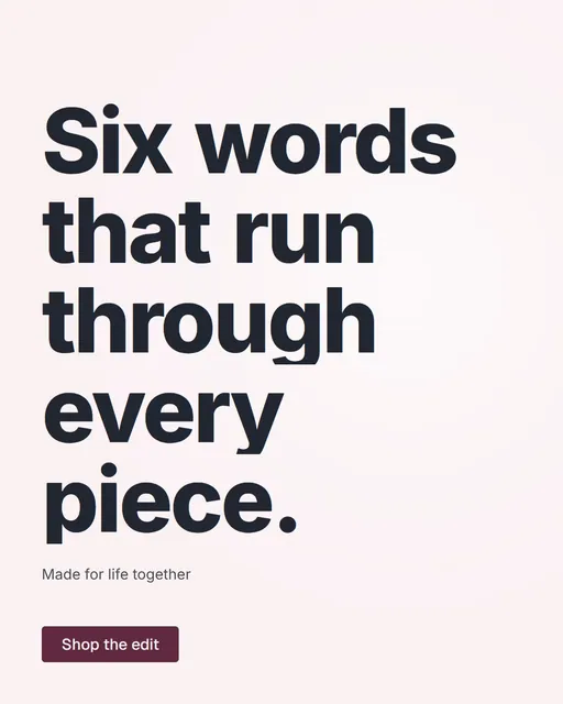 Video for By Teddy: "Six words that run through every piece.". Doc motion loop, 7.0 s, light palette.
