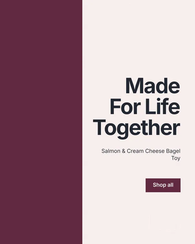Instagram portrait post for By Teddy: "Made For Life Together". Swiss style, right layout, light palette in white, red.