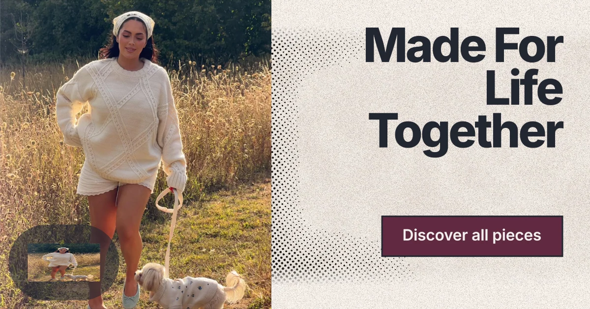 Social ad for By Teddy: "Made For Life Together". Ink sticker style, right layout, light palette in orange, grey.