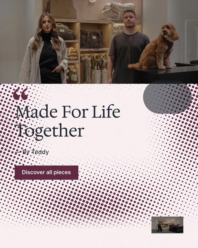 Instagram portrait post for By Teddy: "Made For Life Together". Swiss style, quote layout, light palette in white, grey, red.