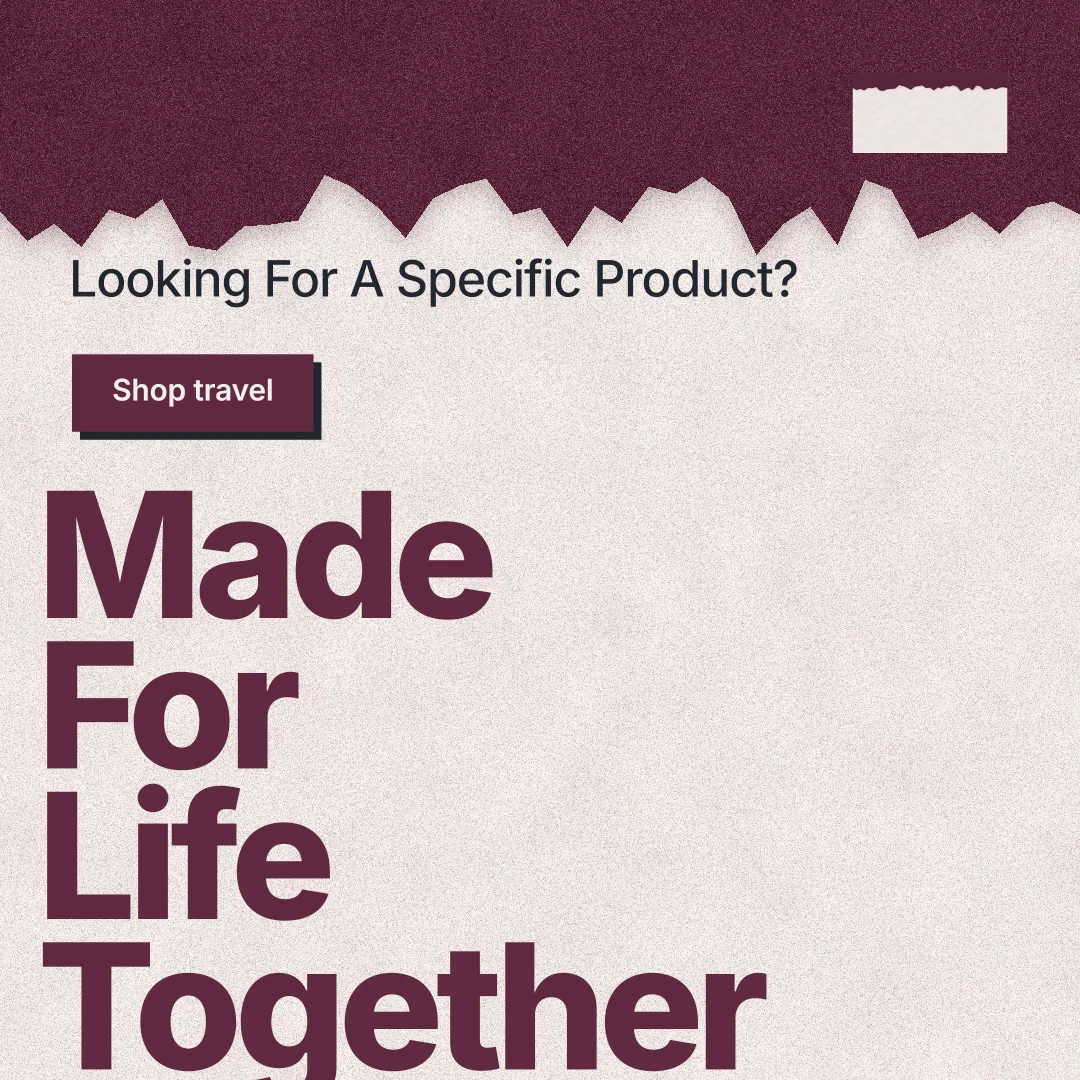 Instagram post for By Teddy: "Made For Life Together". Paper trio style, oversized layout, light palette in red, orange, grey.