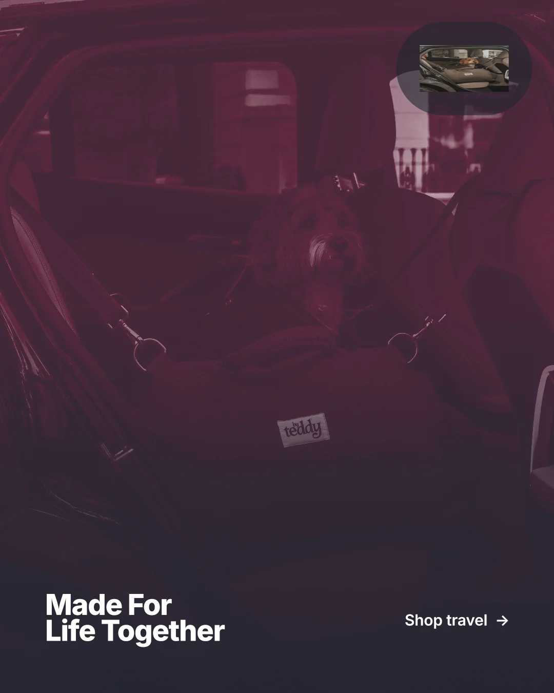 Instagram portrait post for By Teddy: "Made For Life Together". Ink sticker style, image led layout, dark palette in pink, black.