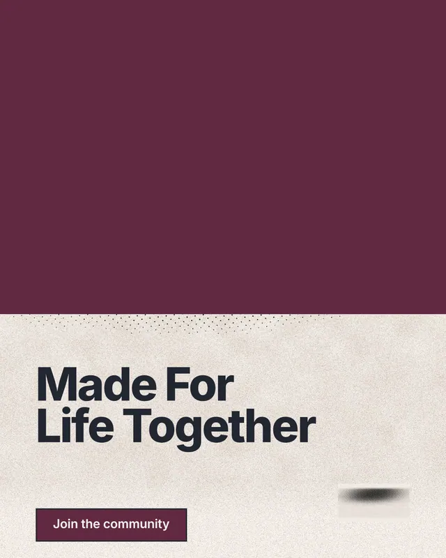 Instagram portrait post for By Teddy: "Made For Life Together". Ink sticker style, bottom layout, light palette in red, orange.