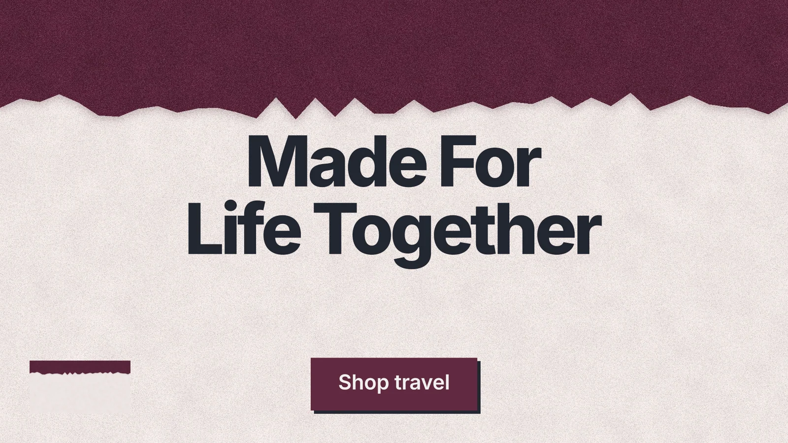 Landscape graphic for By Teddy: "Made For Life Together". Paper trio style, centred layout, light palette in orange, pink.