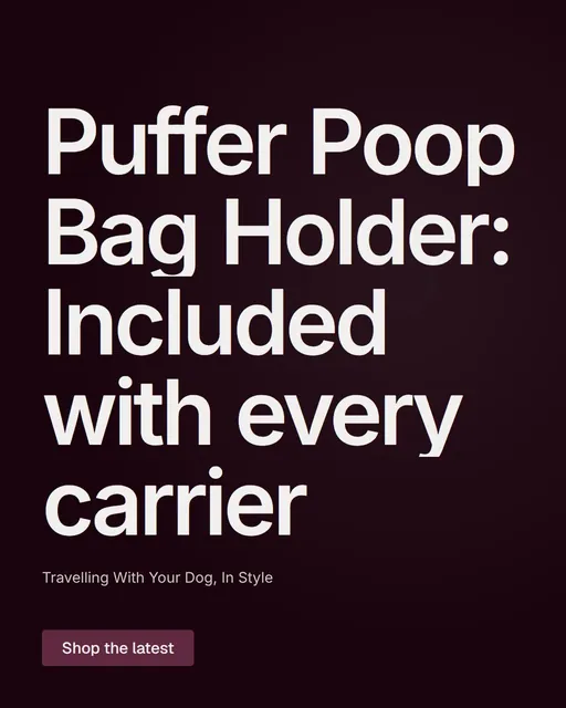 Video for By Teddy: "Puffer Poop Bag Holder: Included with every carrier". Doc motion loop, 7.0 s, dark palette.