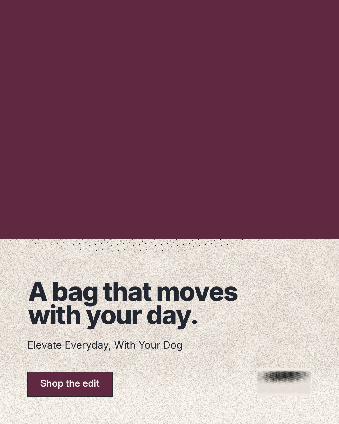Instagram portrait post for By Teddy: "A bag that moves with your day." Ink sticker style, bottom layout, light palette in red, orange.