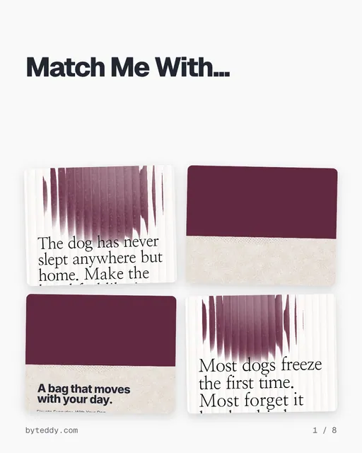 Carousel for By Teddy: "Match Me With...". Collection carousel, 8 slides, light palette.