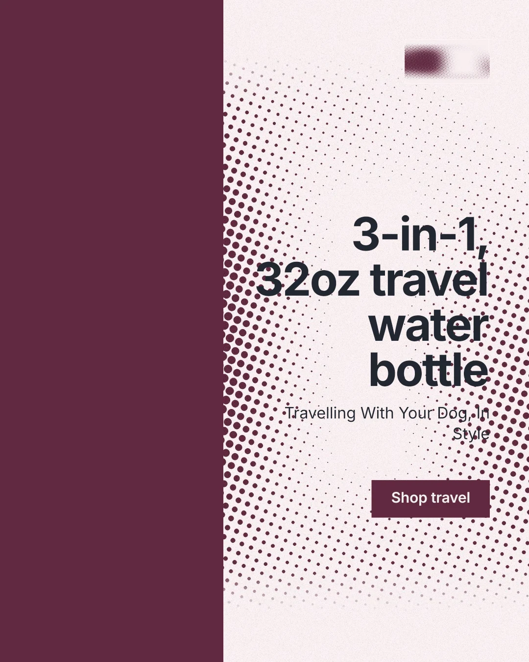 Instagram portrait post for By Teddy: "3-in-1, 32oz travel water bottle". Swiss style, right layout, light palette in red, white.
