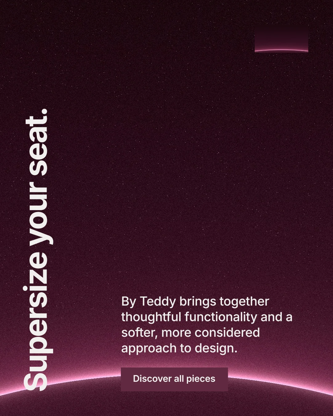 Instagram portrait post for By Teddy: "Supersize your seat." Swiss style, vertical layout, dark palette in pink, black, red.