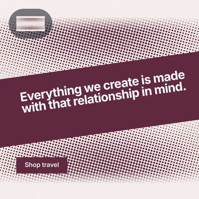 Instagram post for By Teddy: "Everything we create is made with that relationship in mind." Retro print style, diagonal layout, light palette in red, grey, white.
