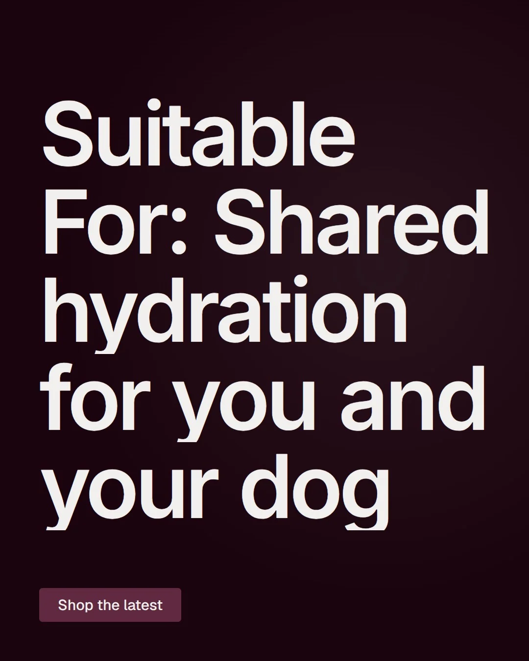 Video for By Teddy: "Suitable For: Shared hydration for you and your dog". Doc motion loop, 8.0 s, dark palette.