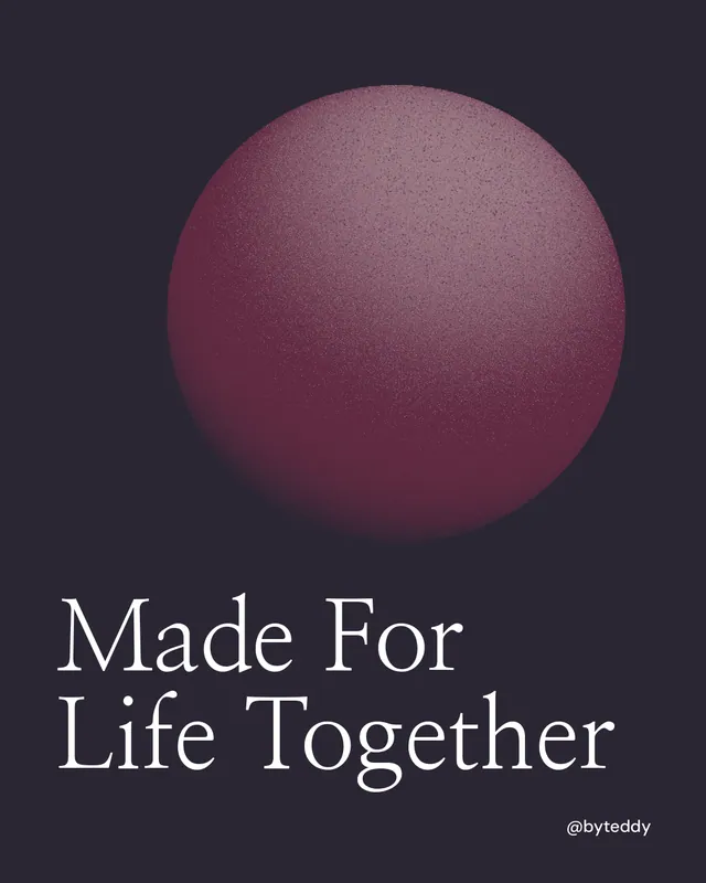 Instagram portrait post for By Teddy: "Made For Life Together". Auto 4x5 style, technique:shader field layout, dark palette in black, pink.