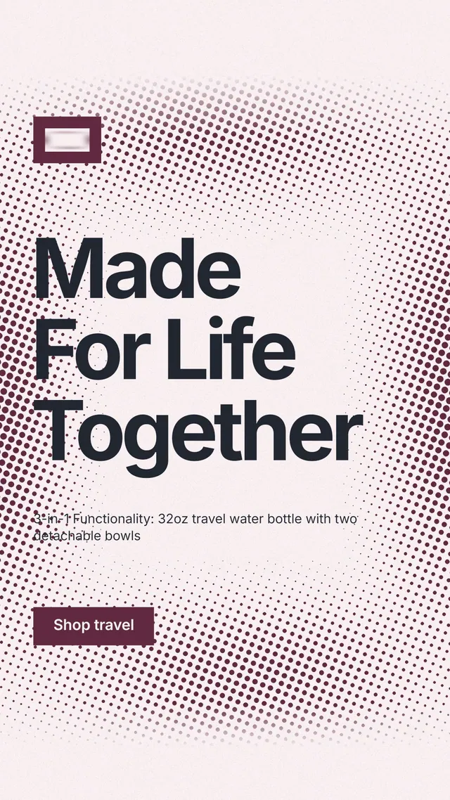 Instagram story for By Teddy: "Made For Life Together". Swiss style, announce layout, light palette in red, white, grey.