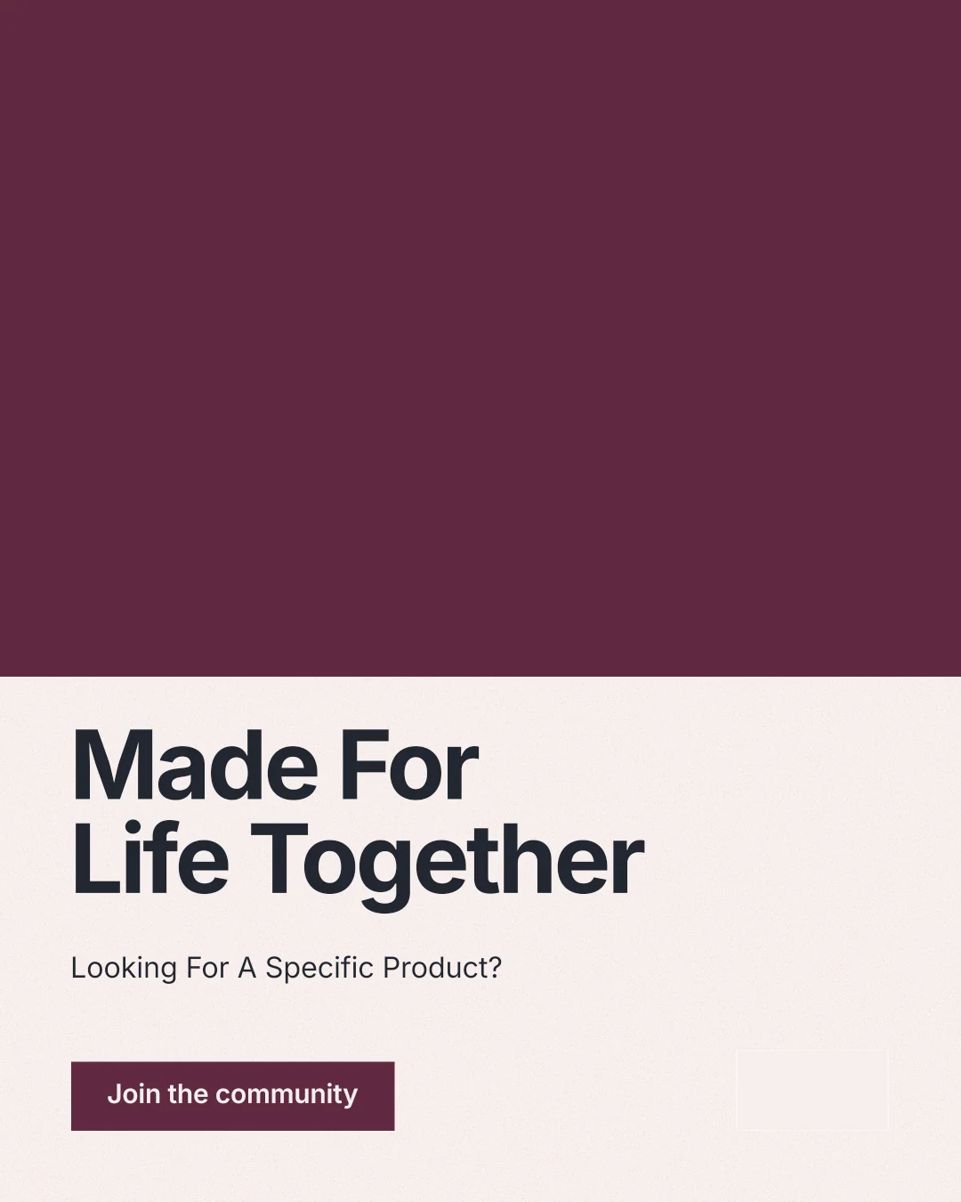 Instagram portrait post for By Teddy: "Made For Life Together". Swiss style, bottom layout, light palette in red, white.