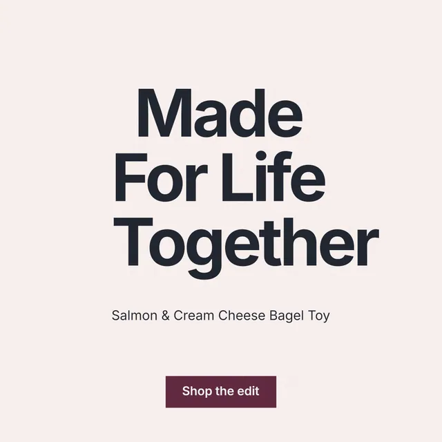 Instagram post for By Teddy: "Made For Life Together". Swiss style, centred layout, light palette in white, grey.