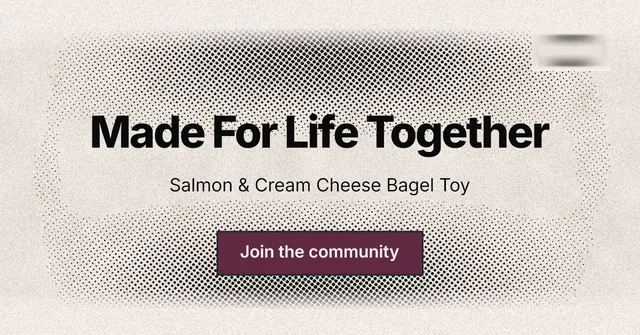 Social ad for By Teddy: "Made For Life Together". Ink sticker style, centred layout, light palette in orange, grey.