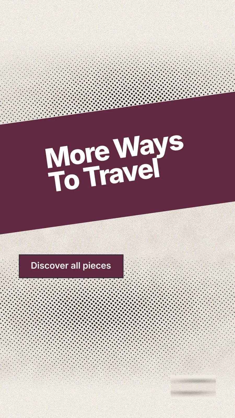 Instagram story for By Teddy: "More Ways To Travel". Ink sticker style, diagonal layout, light palette in red, orange, grey.