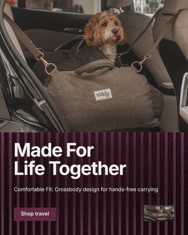 Instagram portrait post for By Teddy: "Made For Life Together". Swiss style, bottom layout, dark palette in black, grey.