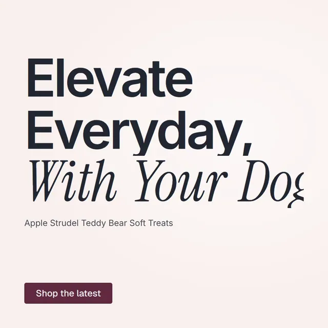 Video for By Teddy: "Elevate Everyday, With Your Dog". Doc motion loop, 8.0 s, light palette.